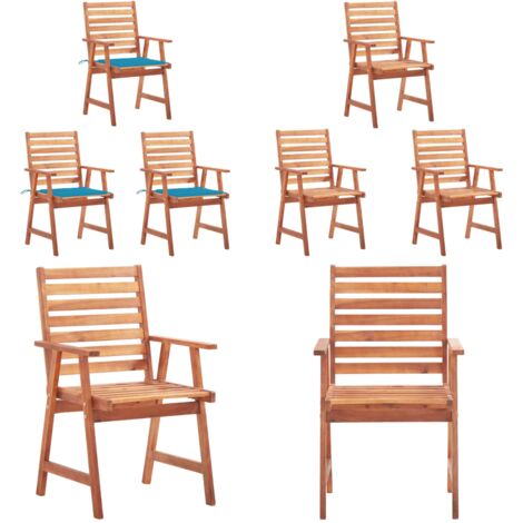 Sillas comedor de jardín 3 uds madera maciza acacia y cojines - Sillas de comedor - Sillas de madera