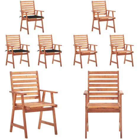 Sillas comedor de jardín 3 uds madera maciza acacia y cojines - Sillas de comedor - Sillas de madera