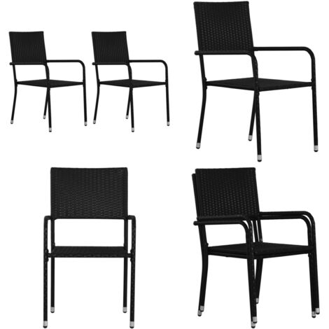 Sillas comedor de jardín apilables 2 uds ratán sintético negro - Sillas de comedor - Ratán sintético