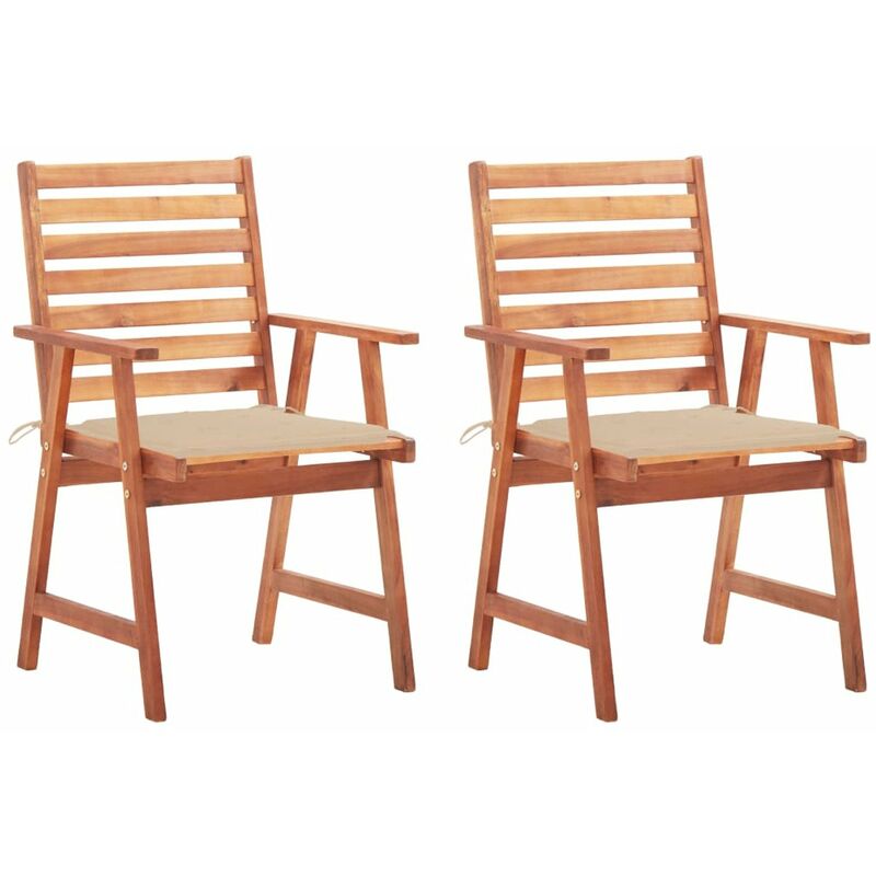 

Sillas comedor de jardin y cojines 2 uds madera maciza acacia