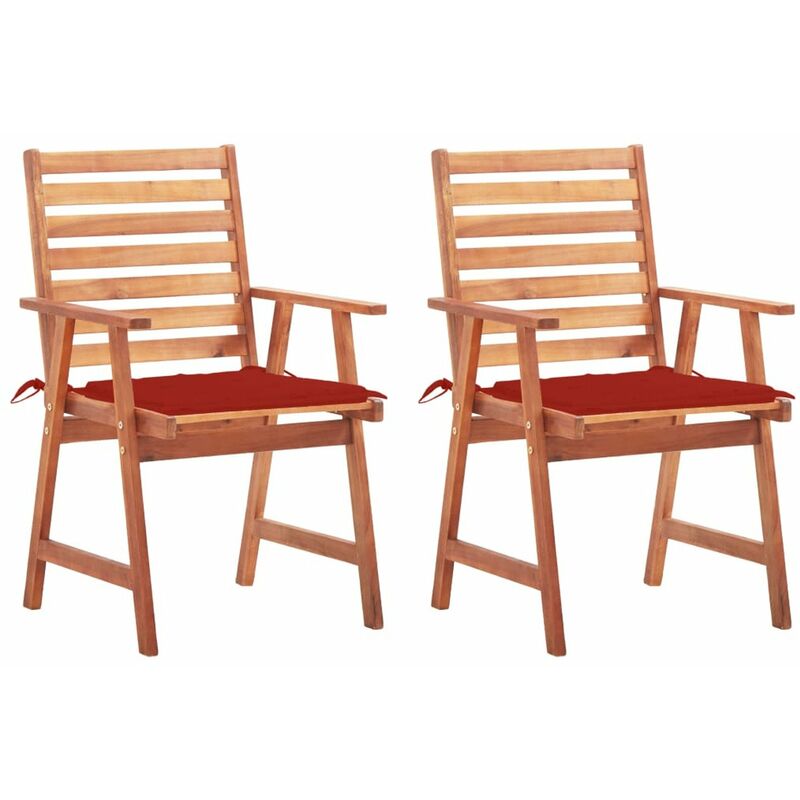 

Sillas comedor de jardin y cojines 2 uds madera maciza acacia