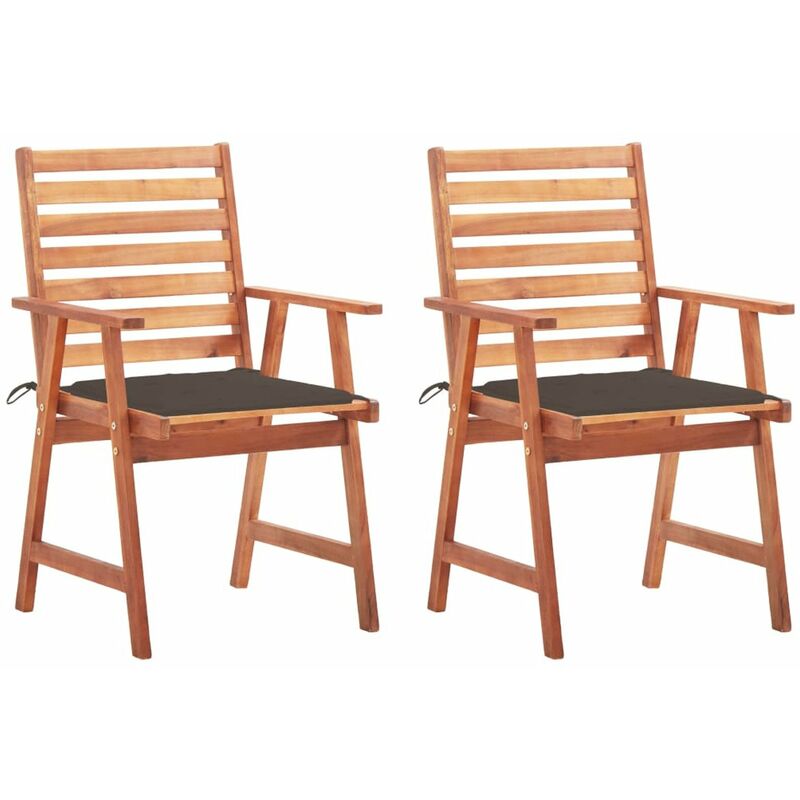 

Sillas comedor de jardin y cojines 2 uds madera maciza acacia