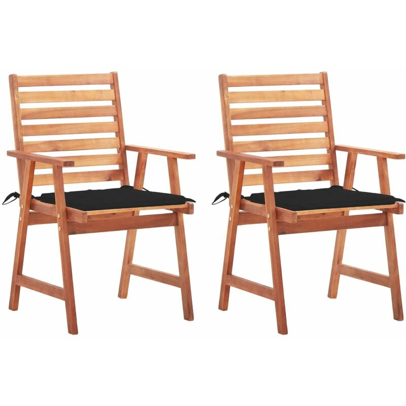 

Sillas comedor de jardín y cojines 2 uds madera maciza acacia