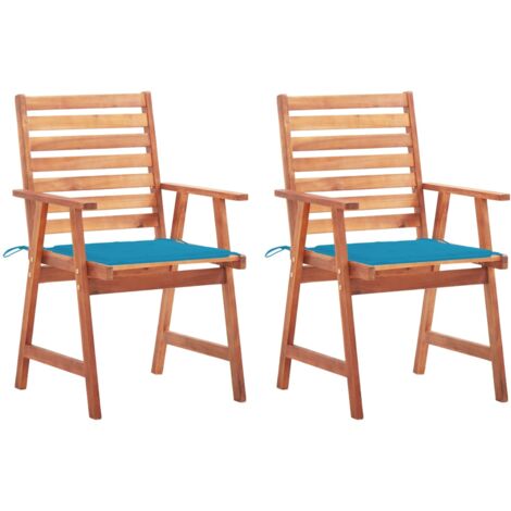 Sillas comedor de jardín y cojines 2 uds madera maciza acacia
