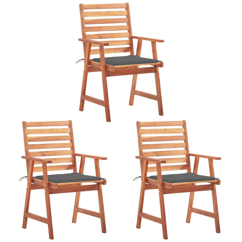 

Sillas comedor de jardin y cojines 3 uds madera maciza acacia