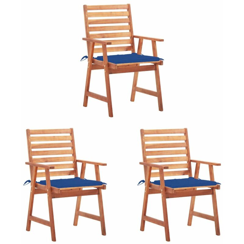 

Sillas comedor de jardin y cojines 3 uds madera maciza acacia