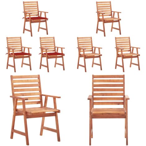 Sillas comedor de jardín y cojines 3 uds madera maciza acacia - Sillas de comedor - Sillas de madera