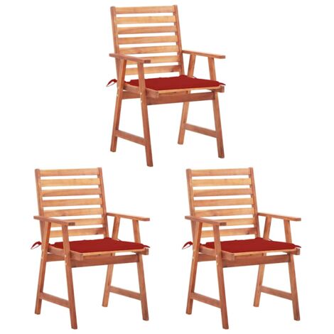 Sillas comedor de jardín y cojines 3 uds madera maciza acacia vidaXL