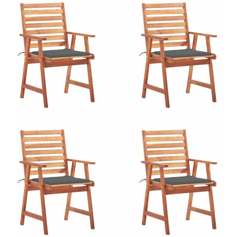 

Happyshopping - Sillas comedor de jardin y cojines 4 uds madera maciza acacia