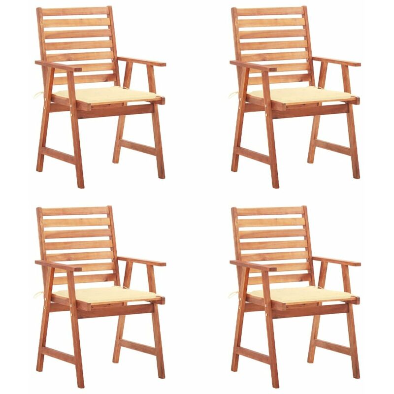 

Sillas comedor de jardin y cojines 4 uds madera maciza acacia