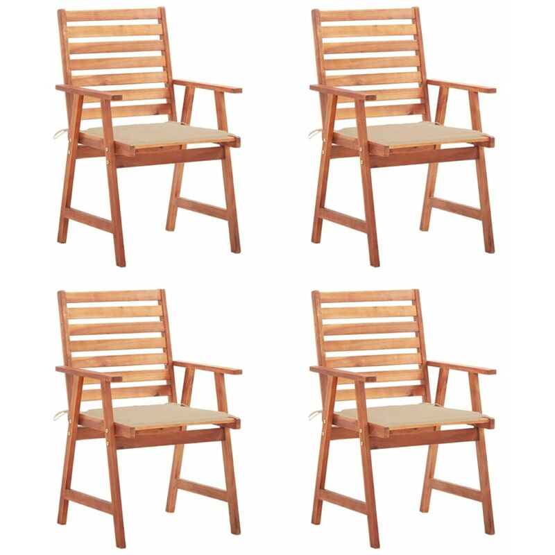 

Sillas comedor de jardin y cojines 4 uds madera maciza acacia