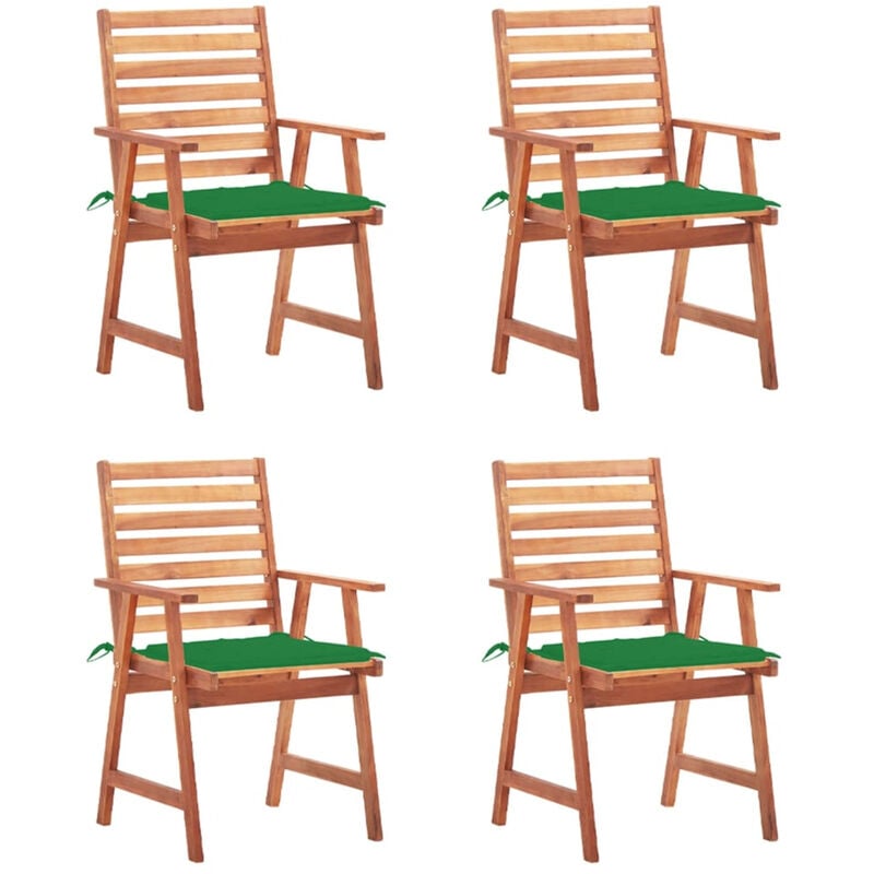 

Happyshopping - Sillas comedor de jardin y cojines 4 uds madera maciza acacia