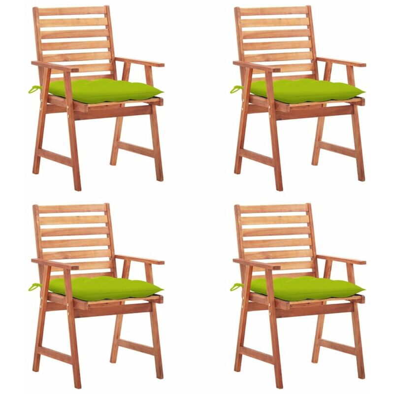 

Happyshopping - Sillas comedor de jardin y cojines 4 uds madera maciza acacia