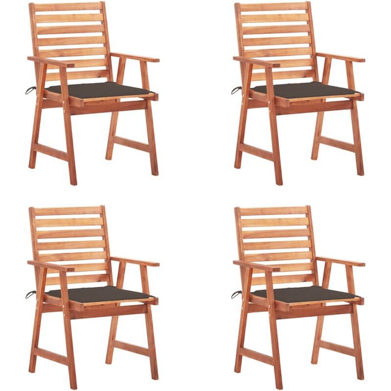 

Sillas comedor de jardín y cojines 4 uds madera maciza acacia