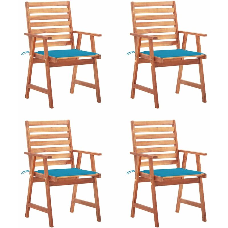 

Sillas comedor de jardín y cojines 4 uds madera maciza acacia