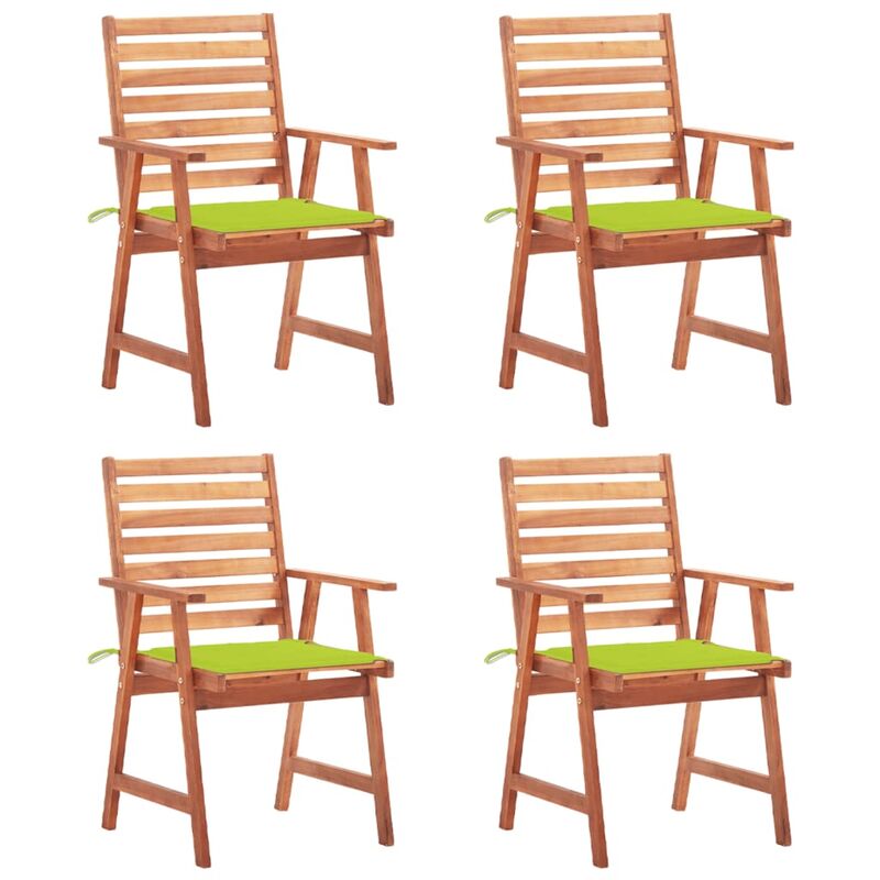 

Sillas comedor de jardín y cojines 4 uds madera maciza acacia