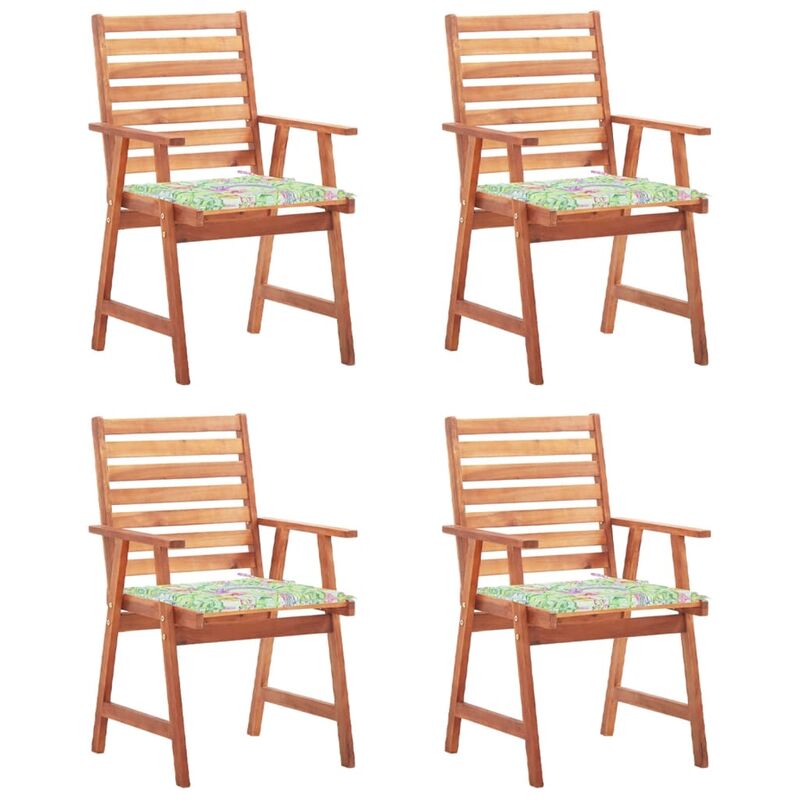

Sillas comedor de jardín y cojines 4 uds madera maciza acacia