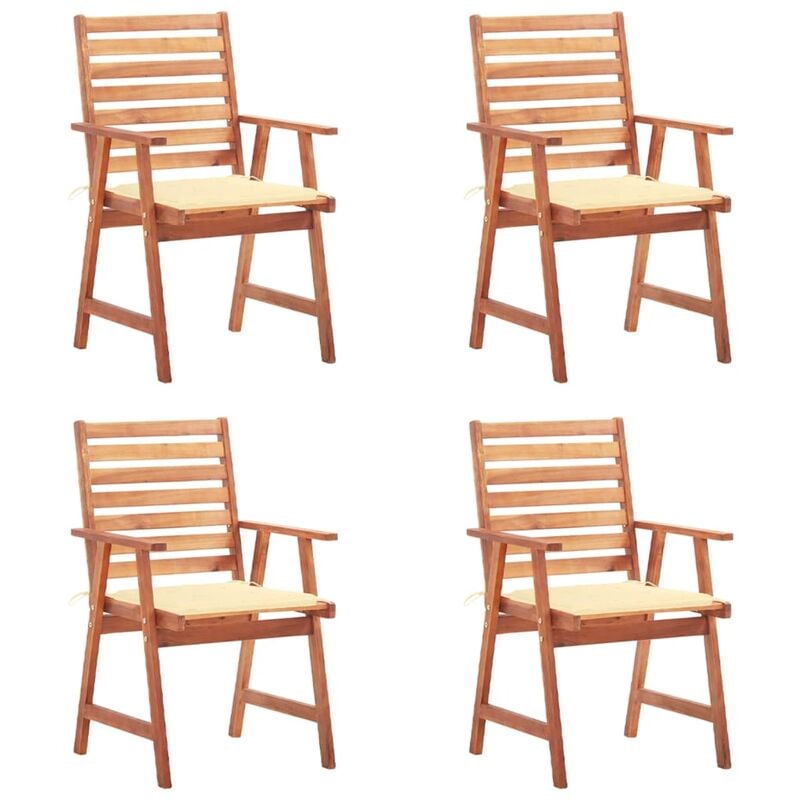 

Sillas comedor de jardín y cojines 4 uds madera maciza acacia