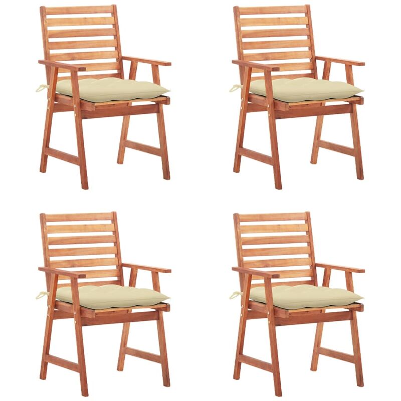 

Sillas comedor de jardín y cojines 4 uds madera maciza acacia
