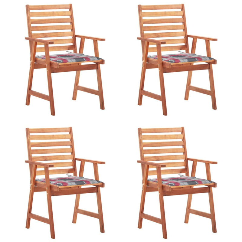 

Sillas comedor de jardin y cojines 4 uds madera maciza acacia