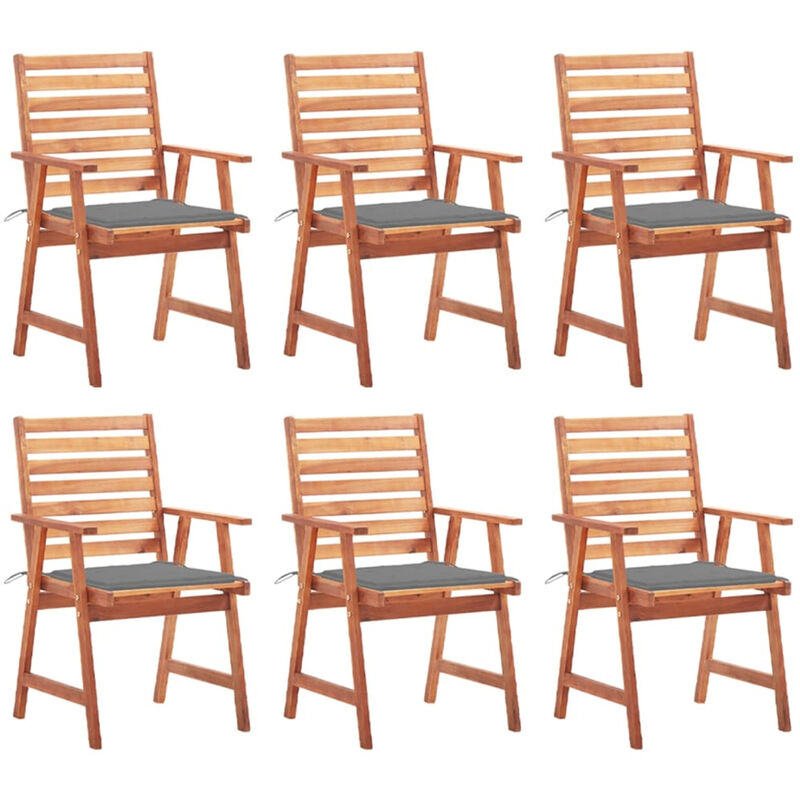

Happyshopping - Sillas comedor de jardin y cojines 6 uds madera maciza acacia