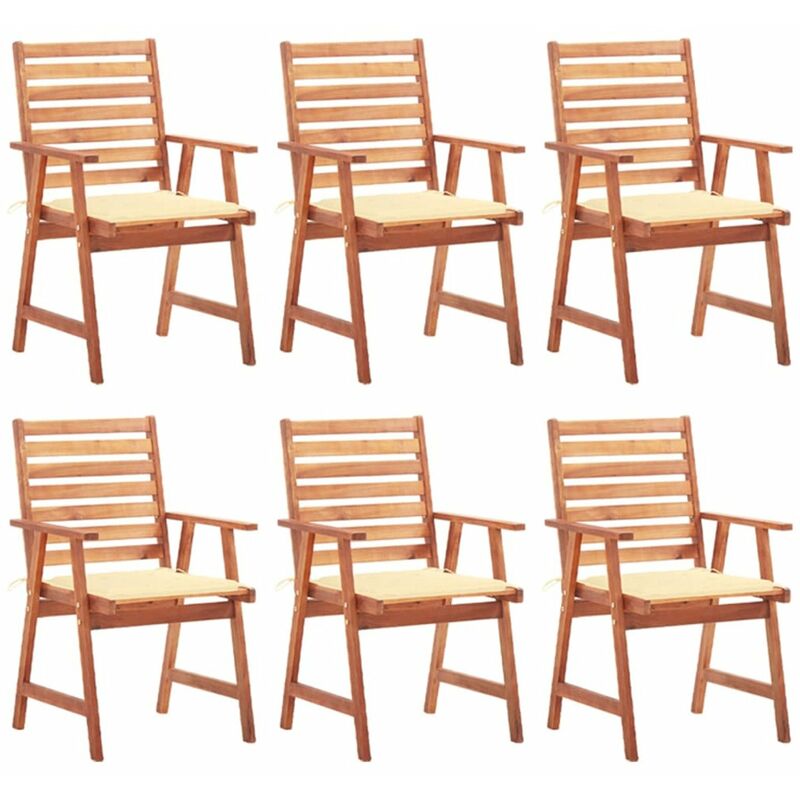 

Happyshopping - Sillas comedor de jardin y cojines 6 uds madera maciza acacia