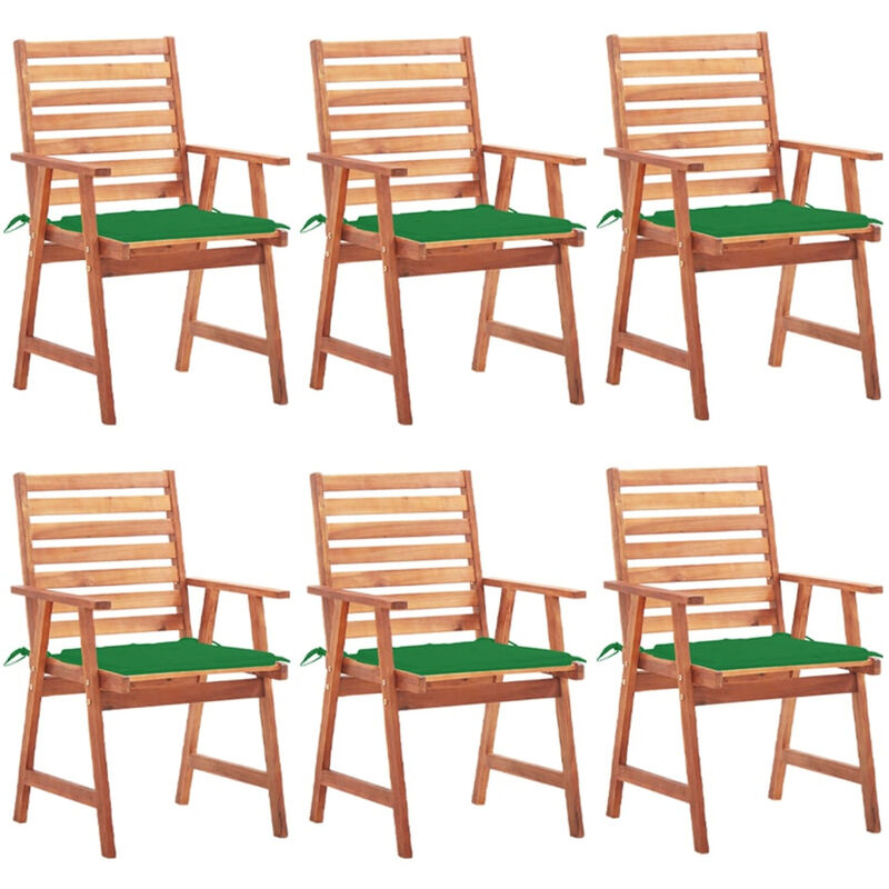 

Happyshopping - Sillas comedor de jardin y cojines 6 uds madera maciza acacia