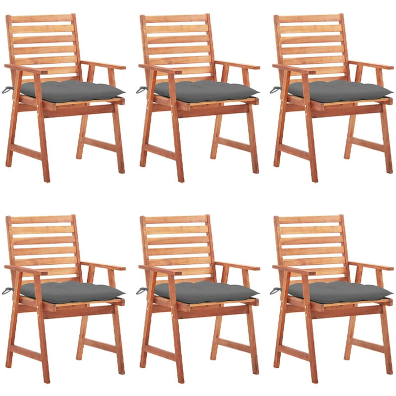

Happyshopping - Sillas comedor de jardin y cojines 6 uds madera maciza acacia