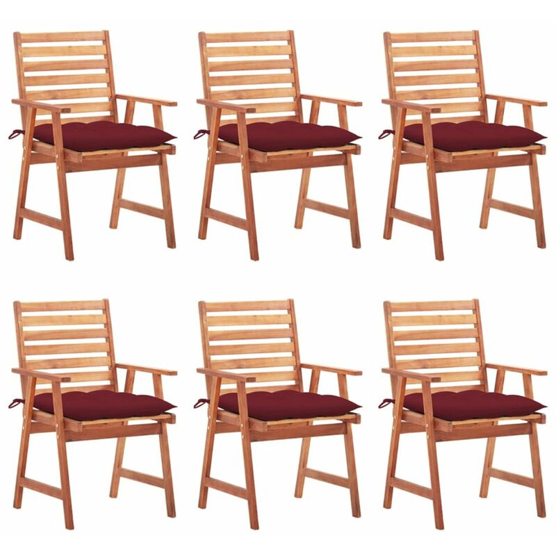 

Happyshopping - Sillas comedor de jardin y cojines 6 uds madera maciza acacia