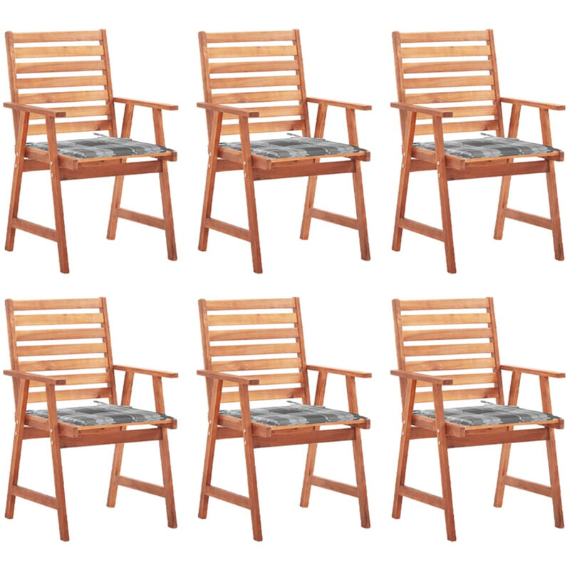 

Happyshopping - Sillas comedor de jardin y cojines 6 uds madera maciza acacia