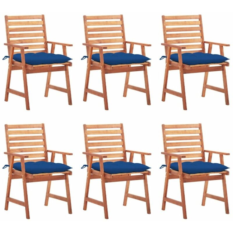 

Happyshopping - Sillas comedor de jardin y cojines 6 uds madera maciza acacia