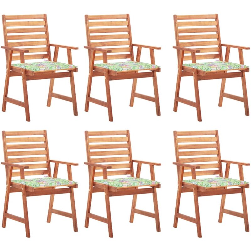 

Sillas comedor de jardín y cojines 6 uds madera maciza acacia