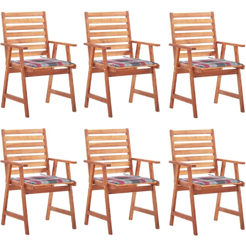 

Sillas comedor de jardín y cojines 6 uds madera maciza acacia