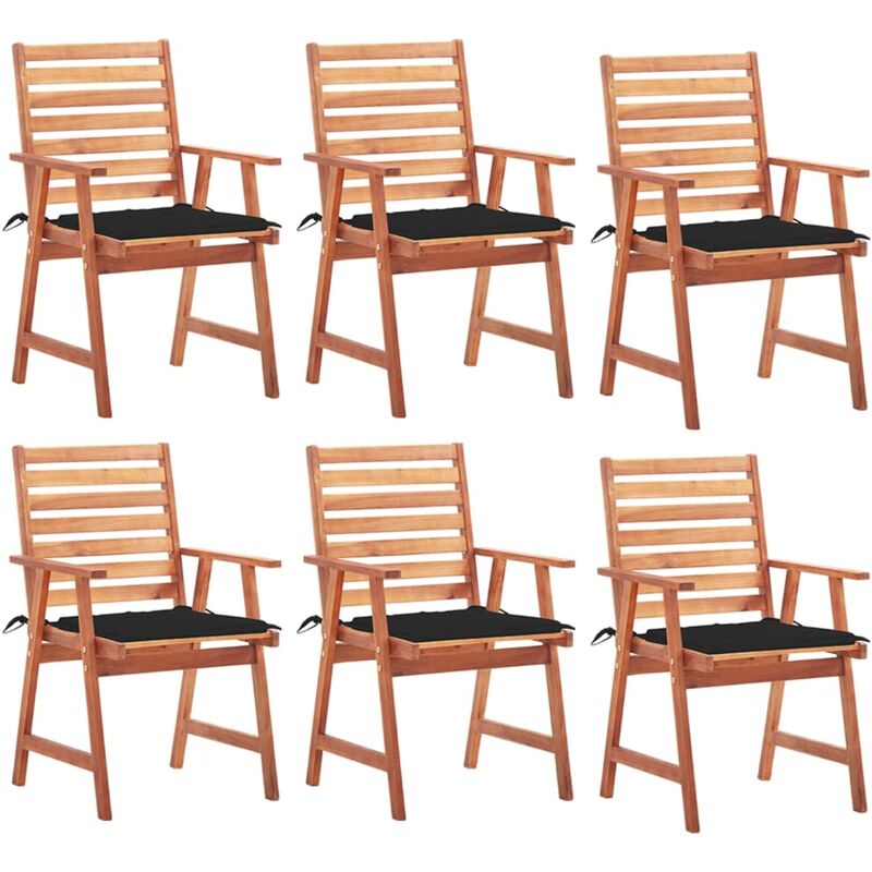 

Sillas comedor de jardín y cojines 6 uds madera maciza acacia