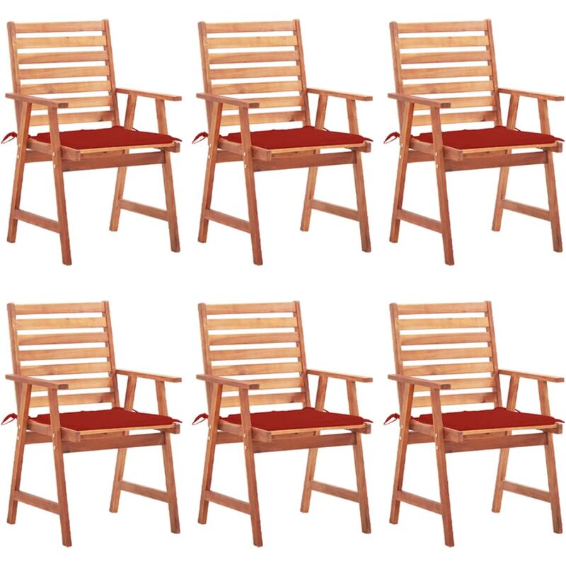 

Sillas comedor de jardín y cojines 6 uds madera maciza acacia