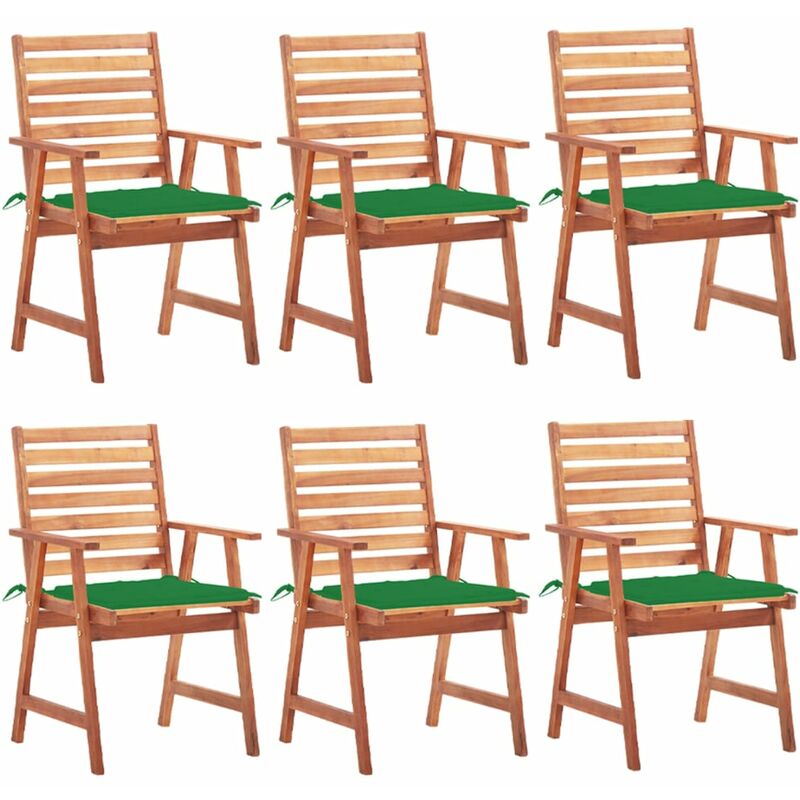 

Sillas comedor de jardín y cojines 6 uds madera maciza acacia