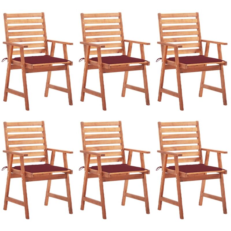 

Sillas comedor de jardín y cojines 6 uds madera maciza acacia