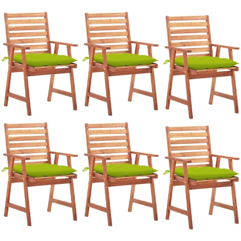 

Sillas comedor de jardín y cojines 6 uds madera maciza acacia
