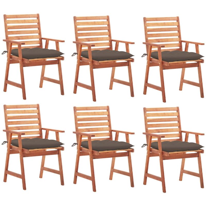 

Sillas comedor de jardín y cojines 6 uds madera maciza acacia
