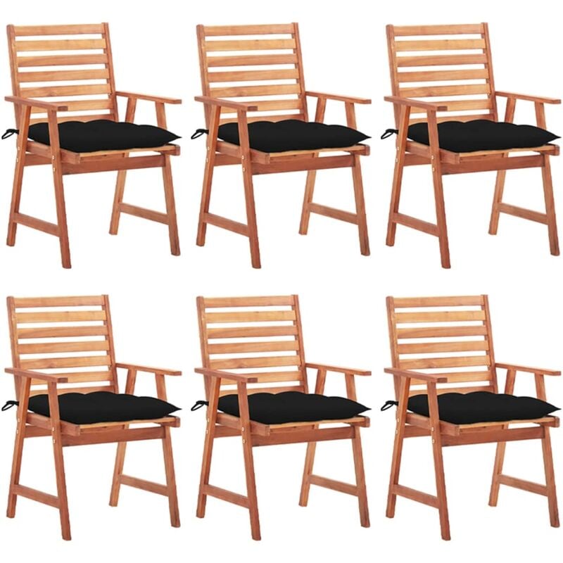 

Sillas comedor de jardín y cojines 6 uds madera maciza acacia