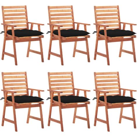 Sillas comedor de jardín y cojines 6 uds madera maciza acacia