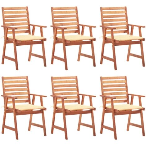 Sillas comedor de jardín y cojines 6 uds madera maciza acacia