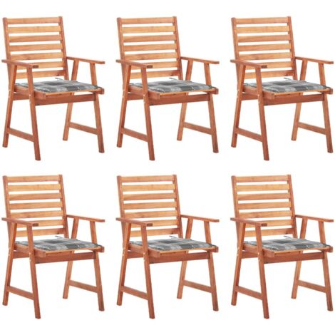 Sillas comedor de jardín y cojines 6 uds madera maciza acacia