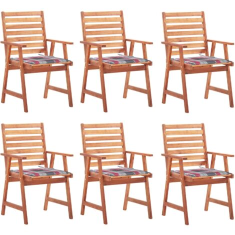 Sillas comedor de jardín y cojines 6 uds madera maciza acacia