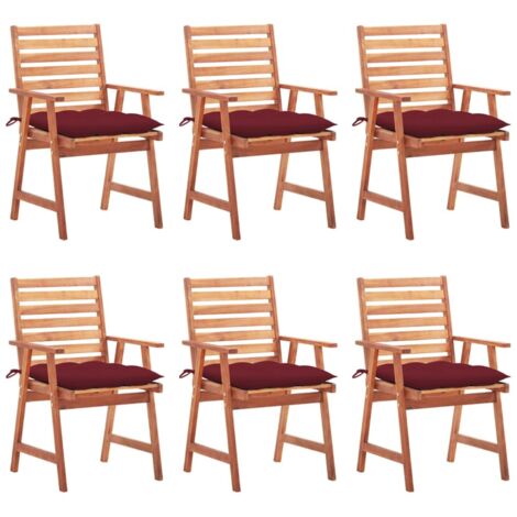 Sillas comedor de jardín y cojines 6 uds madera maciza acacia