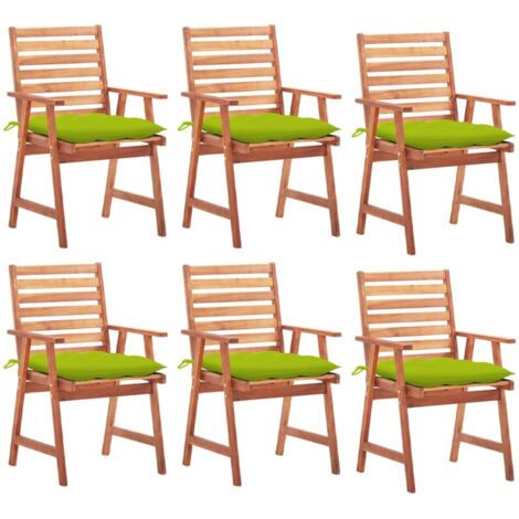 Sillas comedor de jardín y cojines 6 uds madera maciza acacia