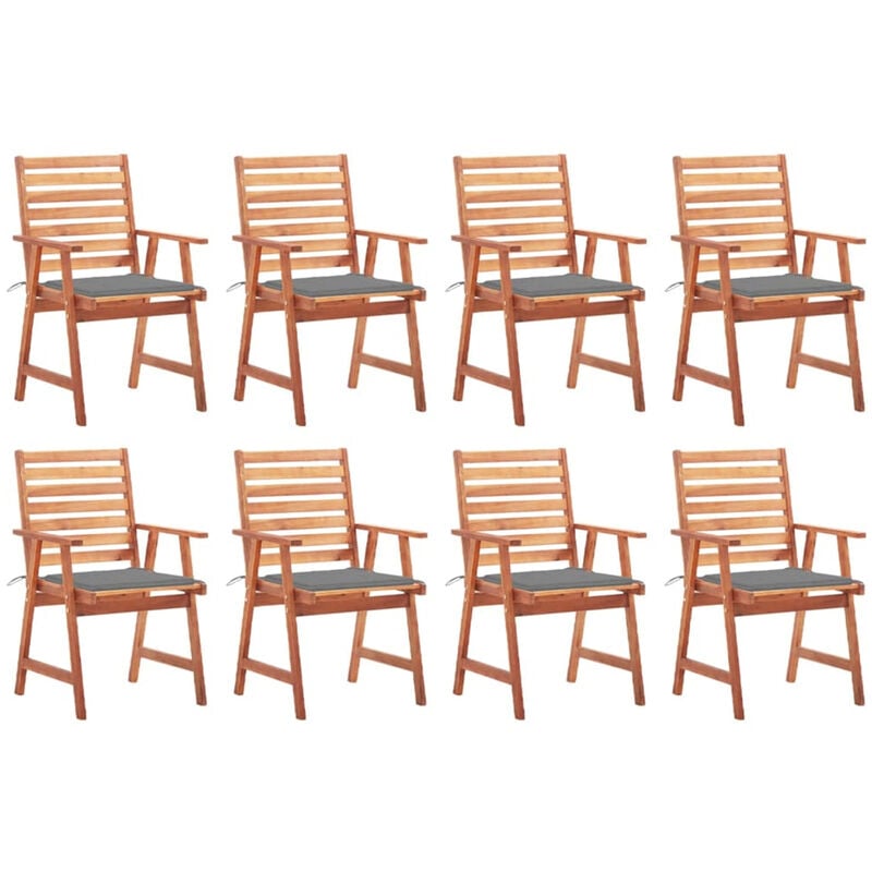 

Sillas comedor de jardin y cojines 8 uds madera maciza acacia