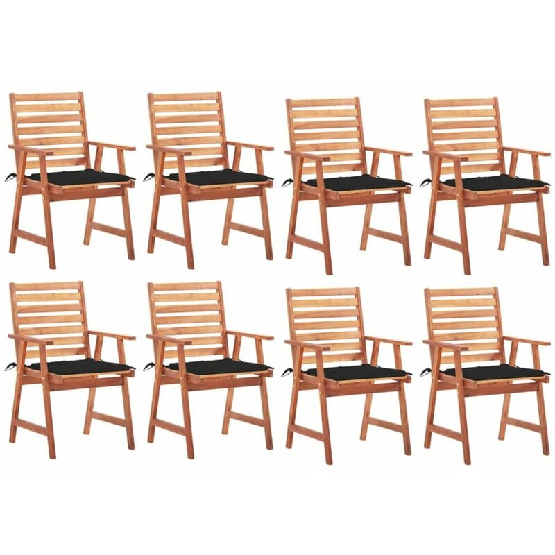 

Sillas comedor de jardin y cojines 8 uds madera maciza acacia