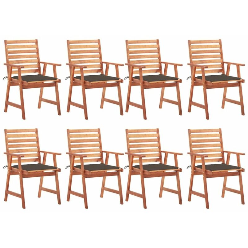 

Sillas comedor de jardin y cojines 8 uds madera maciza acacia