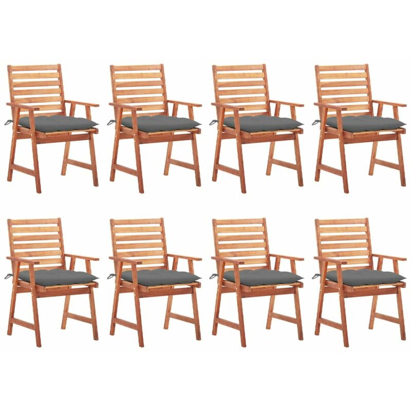 

Sillas comedor de jardin y cojines 8 uds madera maciza acacia